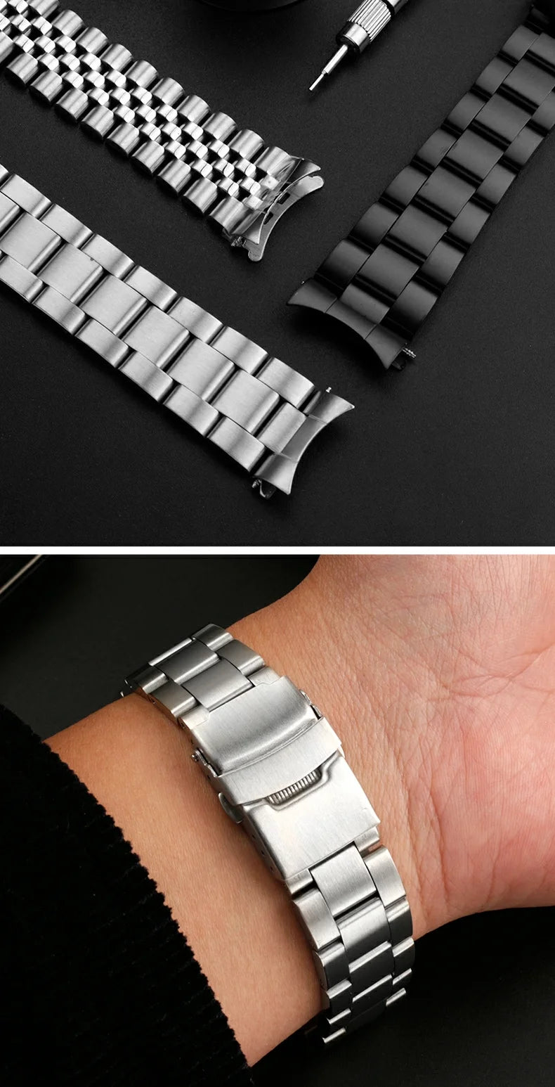 For Seiko No.5 Solid Stainless Steel Band 20mm 22mm Men's Sports Strap SKX007 SKX009 SRPD63K1 SKX175 Jubilee Curved End Bracelet