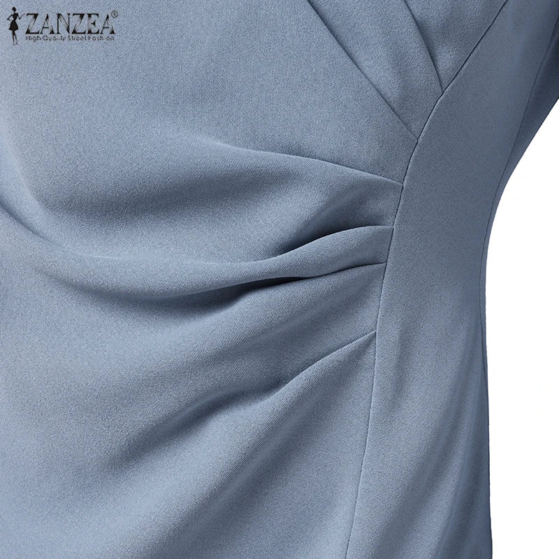 ZANZEA Autumn Women Elegant V Neck Bodycon Dress Ladies Party Club Dresses Fashion Work OL Vestidos 2024 Spring Women's Clothing