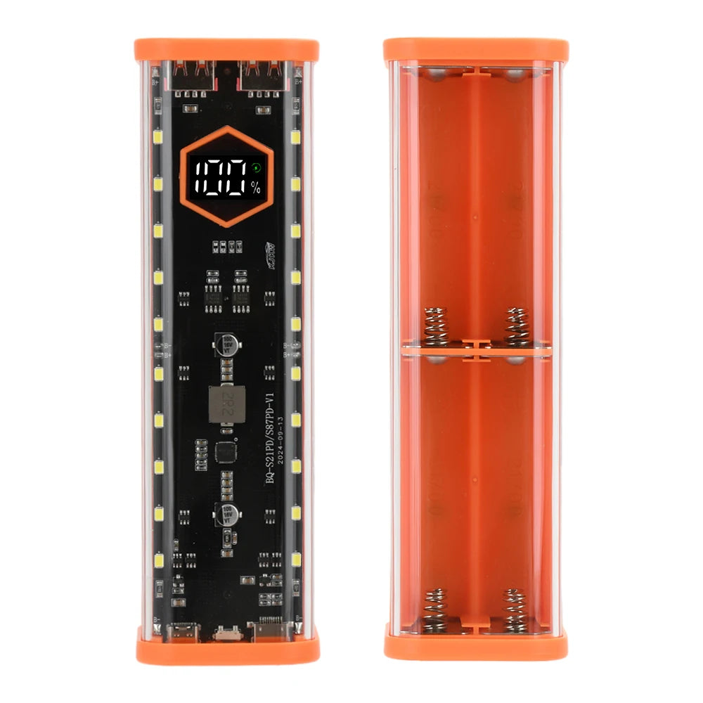 8 Slots 21700 Battery Case DIY Kit Mecha Transparent Quick Charge Flash Charger Battery Case Kit Power Bank Box Type C