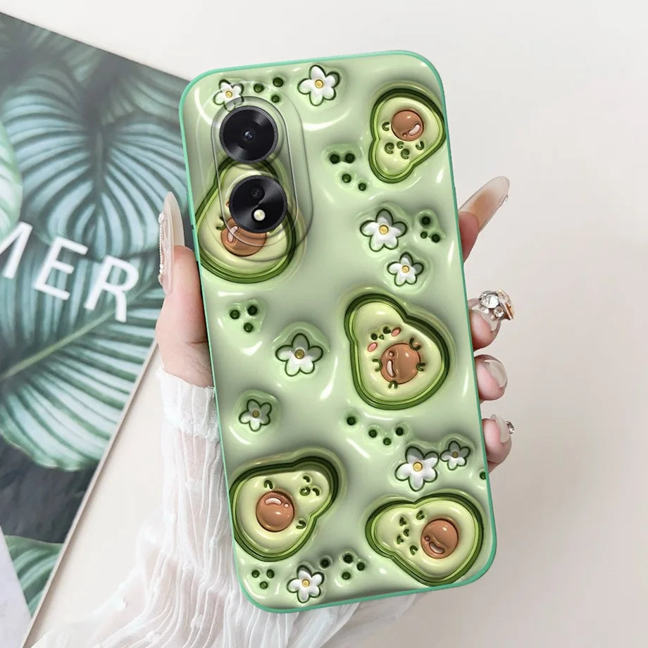 For Oppo A38 CPH2579 Phone Case New Fashion Soft Matte Silicone Rabbit Flower Goothic Style Capa For Oppo A18 CPH2591 Back Cover