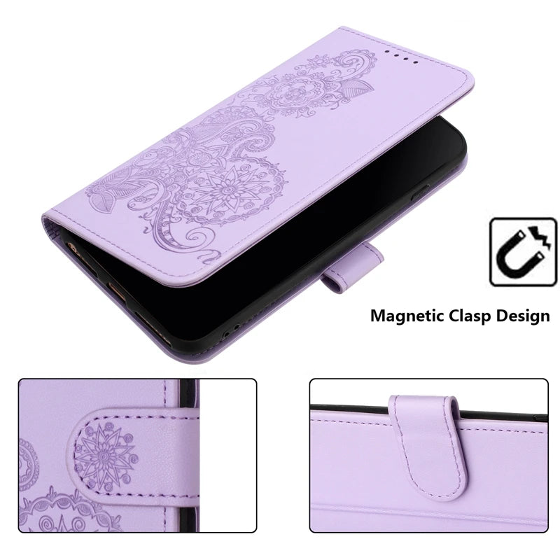 For Xiaomi Redmi 13 Case Paisley Leather Flip Stand Case on For Ximi Redmi13 Wallet Cover For Xiaomi Redmi 13C Phone Cover Coque