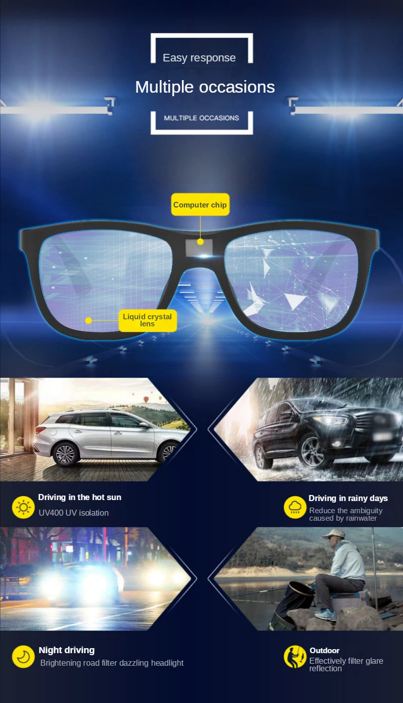 ZHIYI Brand Chameleon Glasses 0.1 Seconds LCD Computer Chip Control Photochromic Polarized Lens Driving Sunglasses for Men
