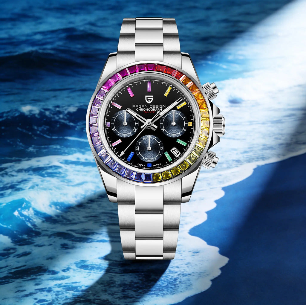 PAGANI DESIGN Men's Casual Quartz Watch 40Mm Outdoor Trendy Stainless Steel Sapphire Wear-Resistant Mirror Luminous Diving Watch