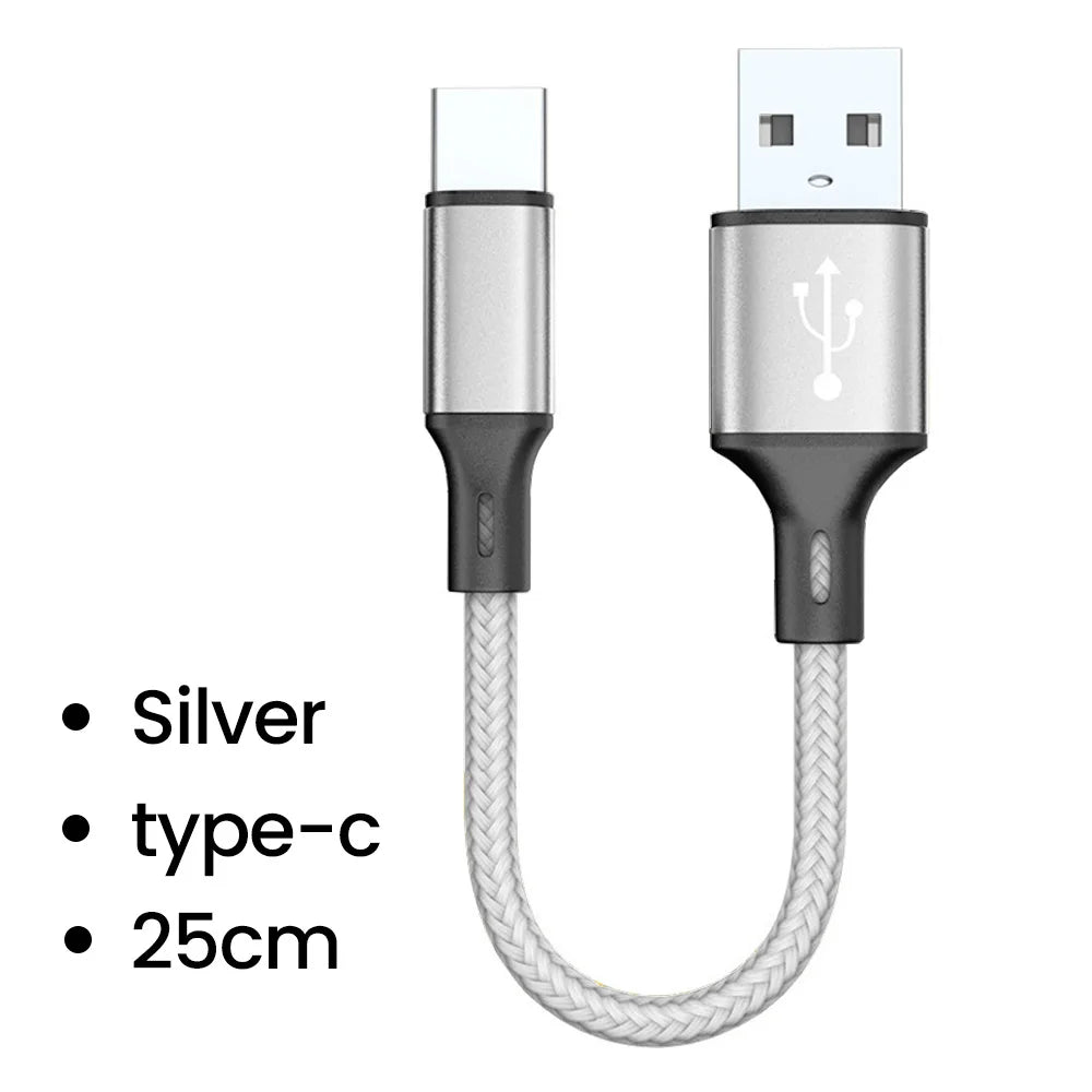 Olaf 25cm USB to Type C/Micro USB Short Charging Cable 3A USB Type C Micro Data Cable for Xiaomi Samsung Android Power Bank Cord