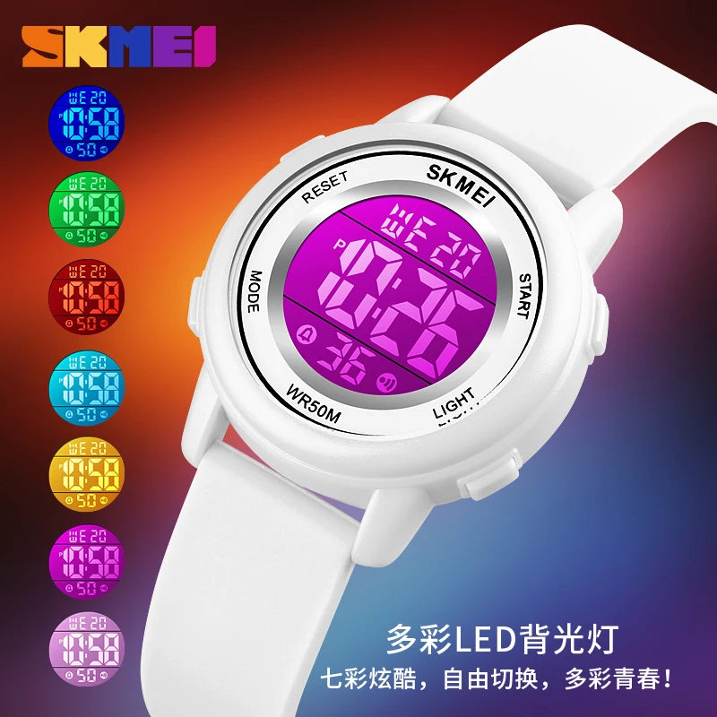 SKMEI 1721 Children Digital Color Shockproof Wristwatch for Boy Girl Sport Waterproof Colorful Kids Electronic Watch Clock 1266