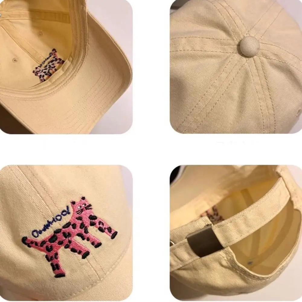 Retro Embroidered Embroidery Baseball Cap Spotted Cat Peaked Cap Letter Baseball Hat Sunscreen Hat Retro Sun Hat Spring Summer