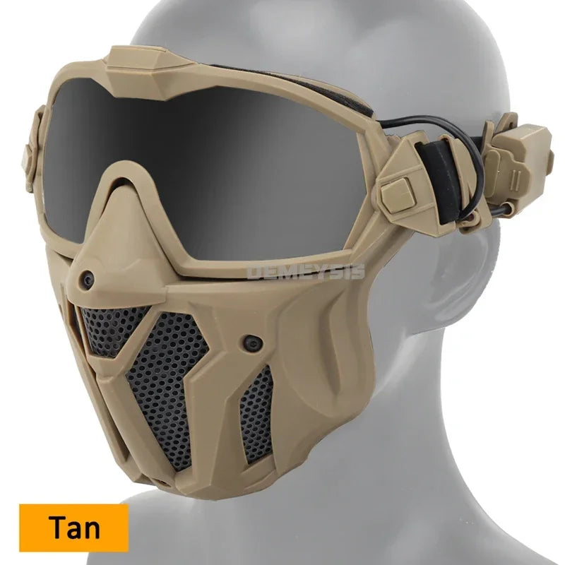 Airsoft Mask Detachable Goggles with Anti-fog Fan Tactical Paintball Protective Full Face Mask Shooting CS Goggles Masks