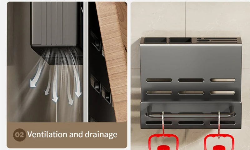 Kitchen Knife Holder, Tableware Storage Rack, Multifunctional Wall Mounted Kitchen Tool Storage Rack