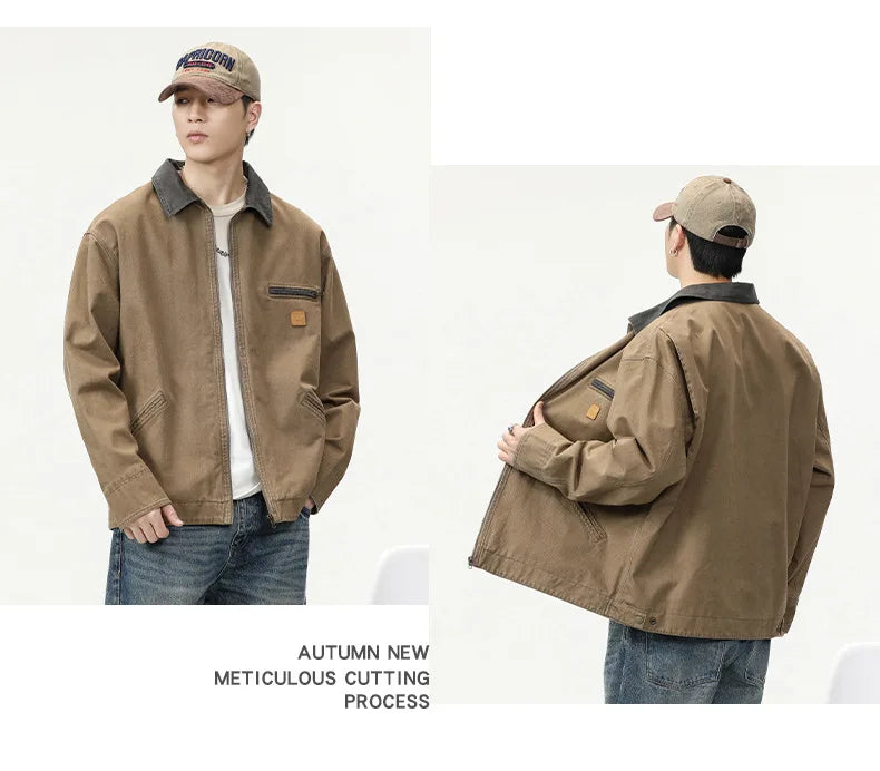 Men's fashion brand wash to do old American vintage cargo jacket high-grade fashion coat