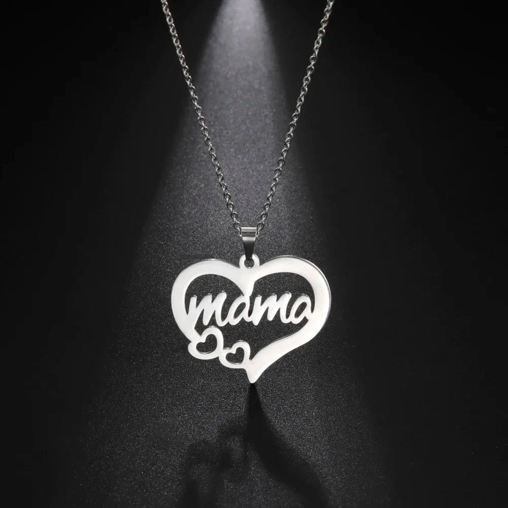Skyrim Mother's Day Mama Letter Pendant Stainless Steel Necklace for Women Gifts love Pendant Neck Chain Exquisite Jewelry Gift