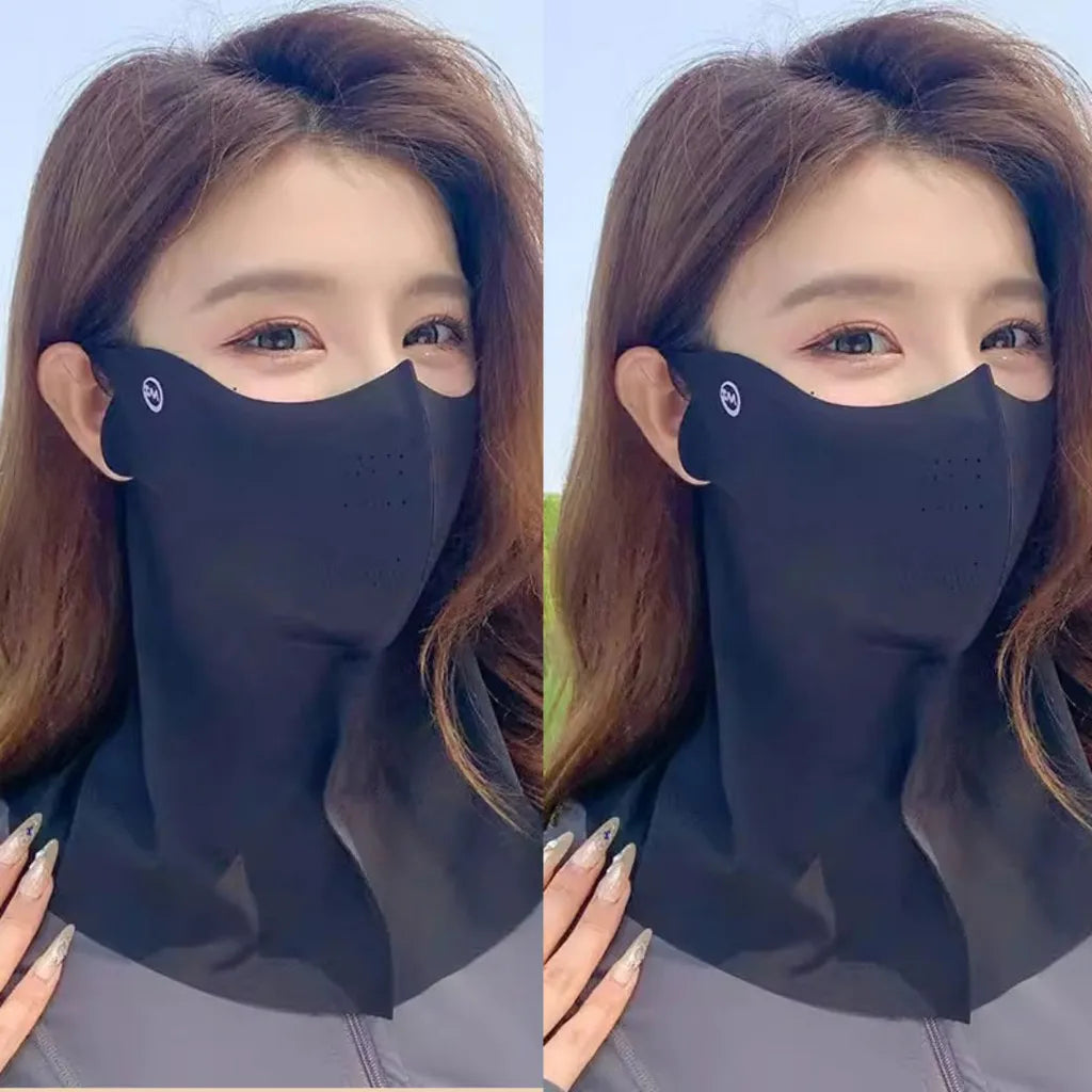 2PCS Ice Silk Sun Protection Mask Anti-Ultraviolet Neck Guard 3D Mask Summer Breathable Eye Protection Face Mask