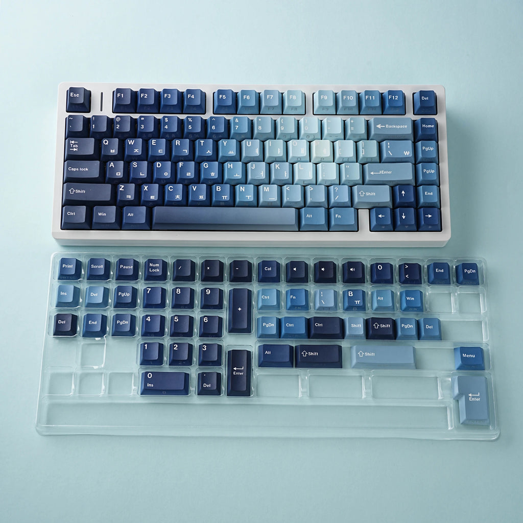 Korean Keycap French Azerty Russian Spanish 130Key Cherry PBT MX Mechanical Keyboard Japanese KR/JP/FR Blue Hangul Keycap