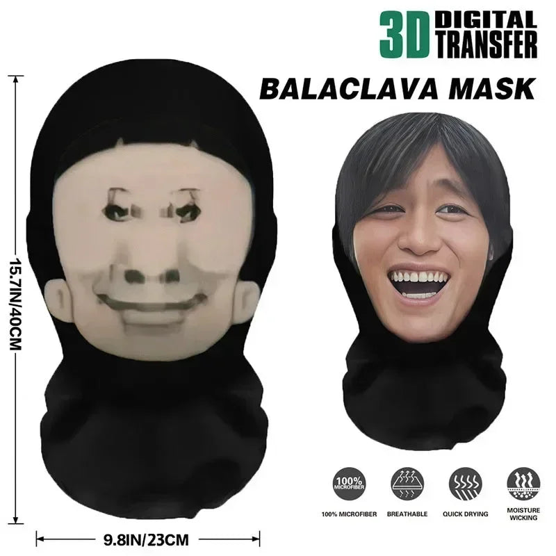 3D Mask Halloween Cosplay Mask Funny Face Printed Head Scarf Famous Person Ice Silk Seamless Sunscreen Head Mask