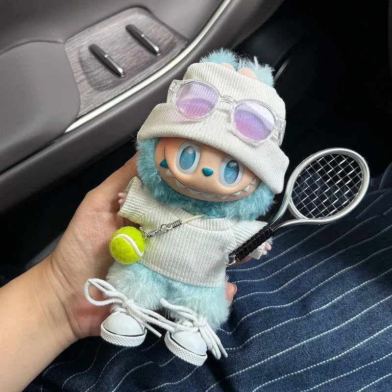 Mini Doll Clothes Outfit Accessories For 15-17cm Labubu V1 V2 V3 Labubu Knit Set Tops and Hat Can be Paired With Sunglasses