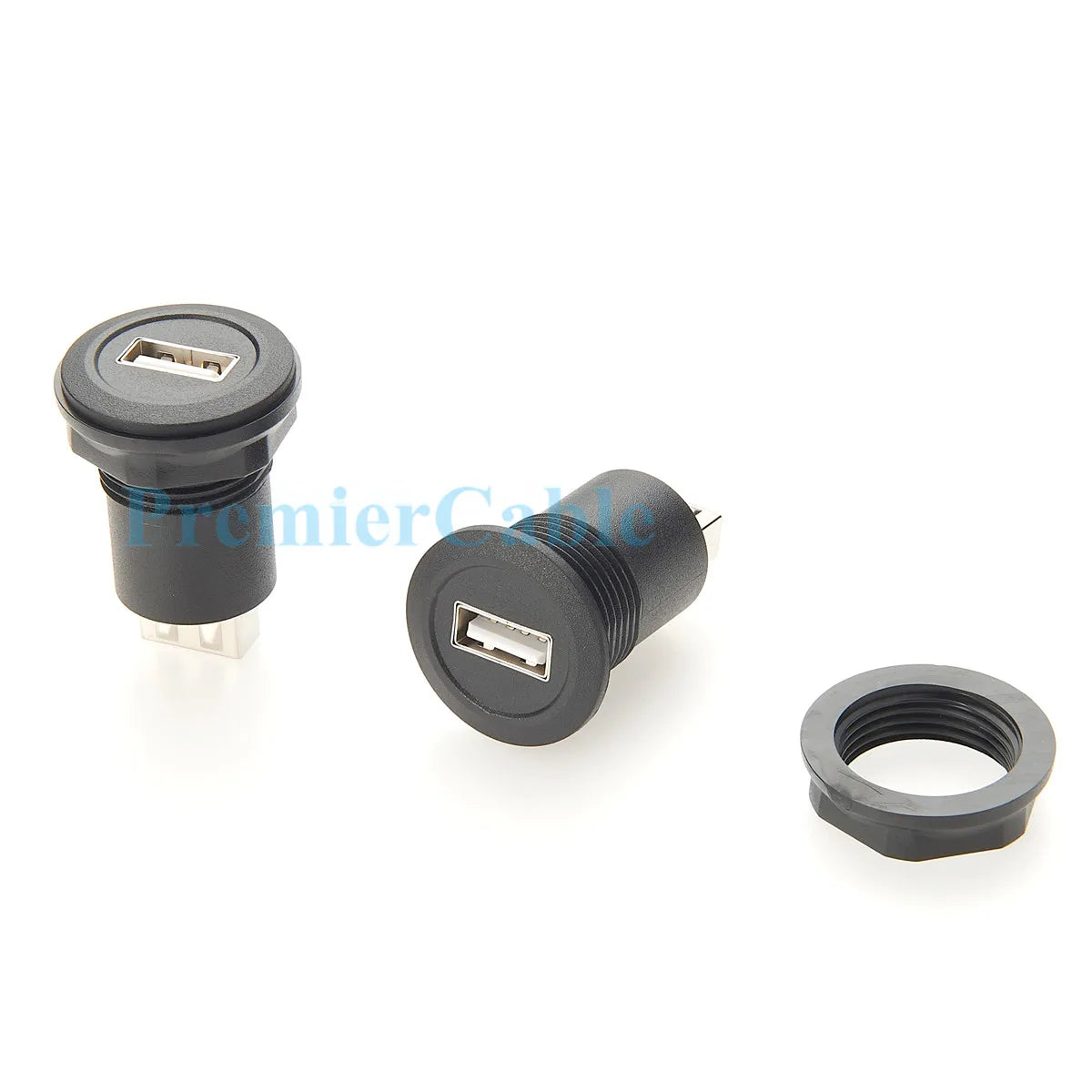 USB 2.0 A Female to Female Connector Round Flush Panel Mount 480Mbps USB Type A Bulkhead Feedthrough Adapter Socket Extender