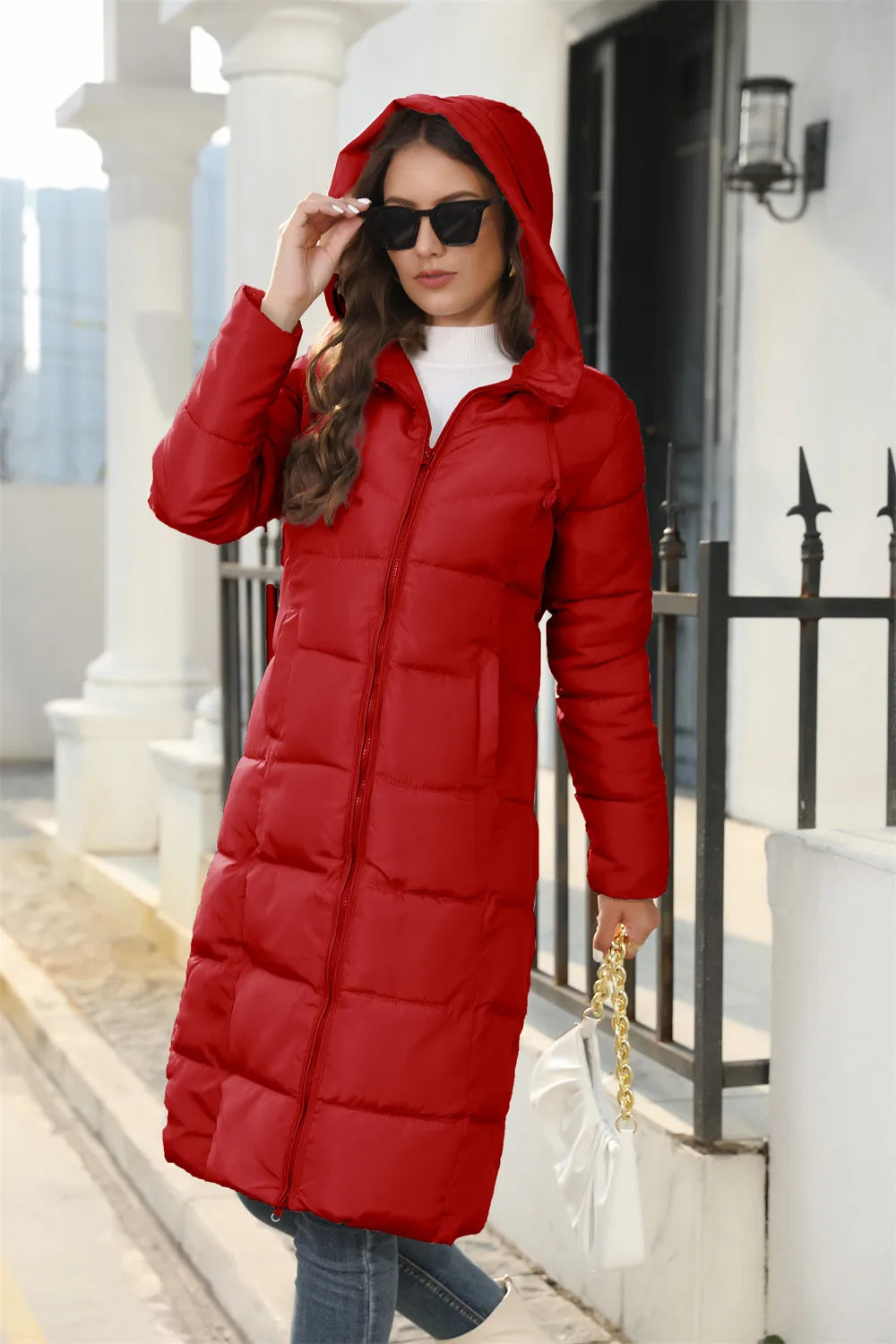 Winter Hooded Women's Cotton Padded Jacket Mid-length Keep Warm Coats Thickened Slim Fit Outwear