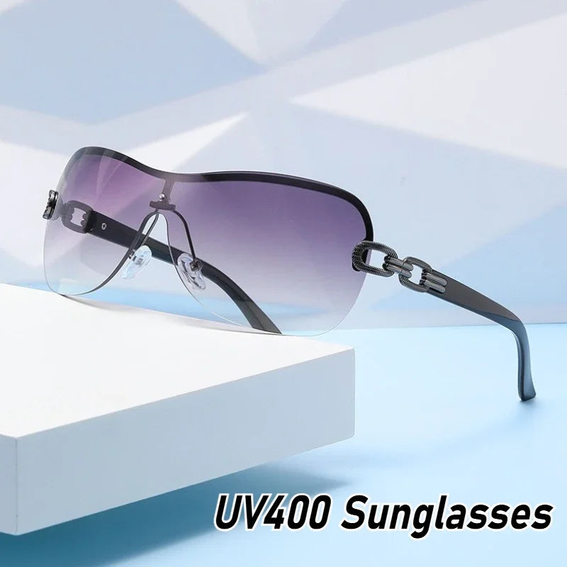 2025 New Fashionable Luxury Women's Sunglasses Retro Neutral Metal Frame Integrated Simple and Elegant UV400 Sunscreen Glasses