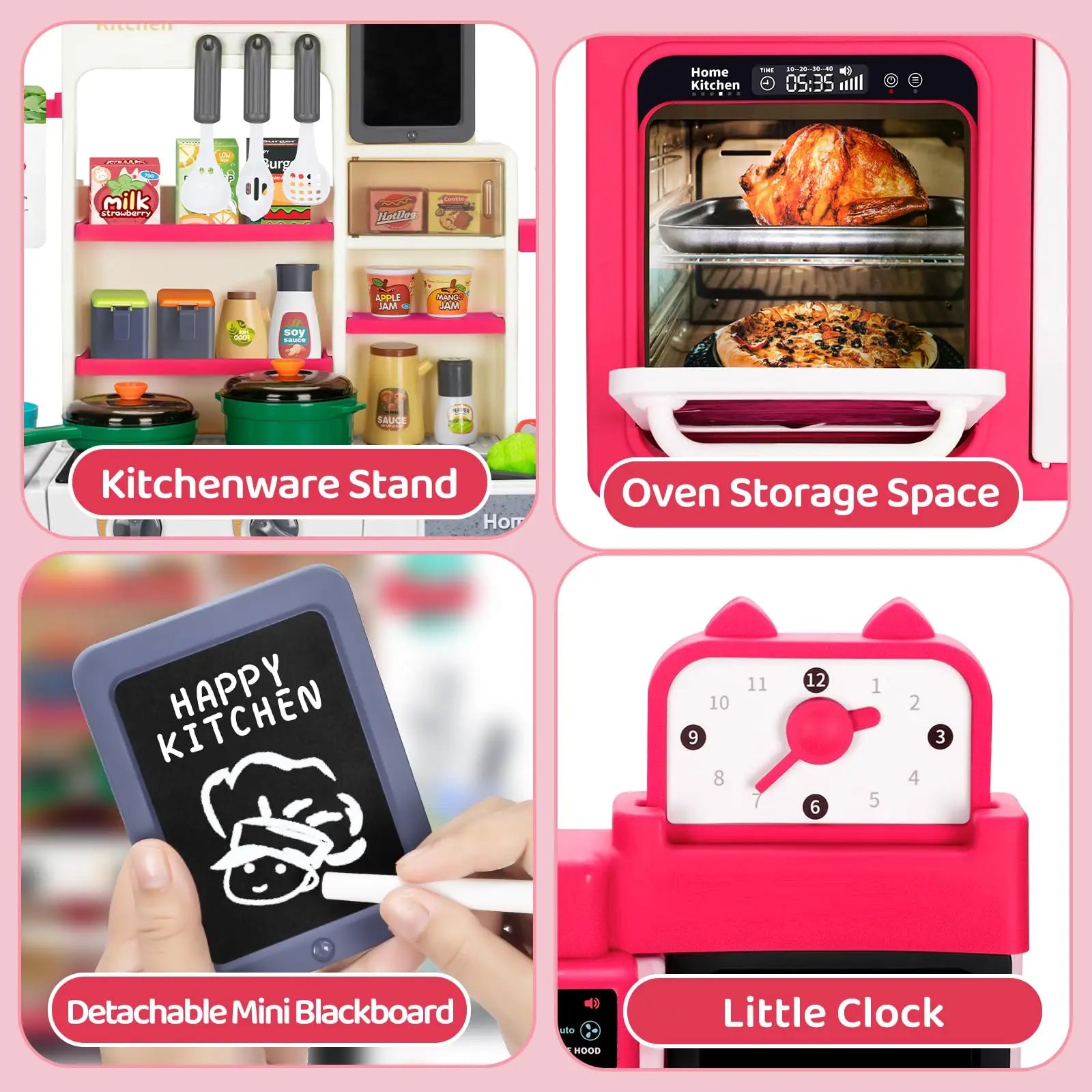 Kids Kitchen Play Set with Stove, Sink and Play Food - Toddler Play Kitchen with Sink and Play Food, Kids Play Kitchen Set, Esse