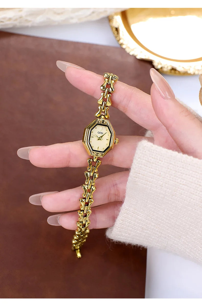 UTHAI CQ375 Fashionable Women watch retro bracelet watch octagonal quartz watch light luxury clock gift，watches for woman