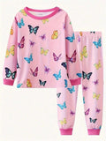2pcs Boys Casual Crew Neck Animal Print Pajama Sets