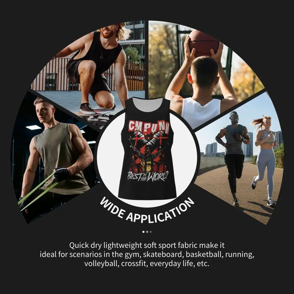 Graphic Wrestling CM Punk Best In The World Workout Tank Tops Sleeveless Shirt Bodybuilding Fitness Gym Compression Vest