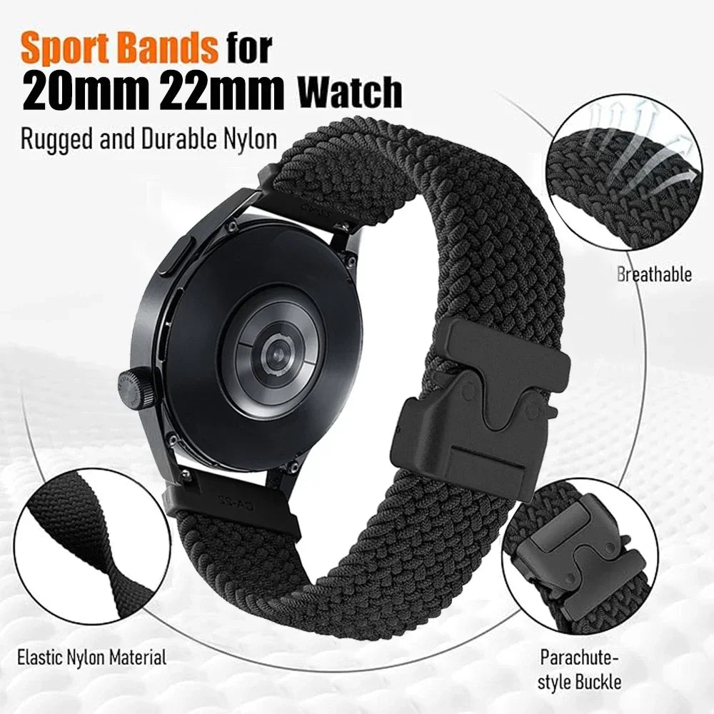 20mm 22mm Straps For Galaxy Watch 7/FE/6/5/pro/4/Classic/active 2/Gear s3 Parachute Bracelet correa Huawei watch GT 2 3 4 5 Band