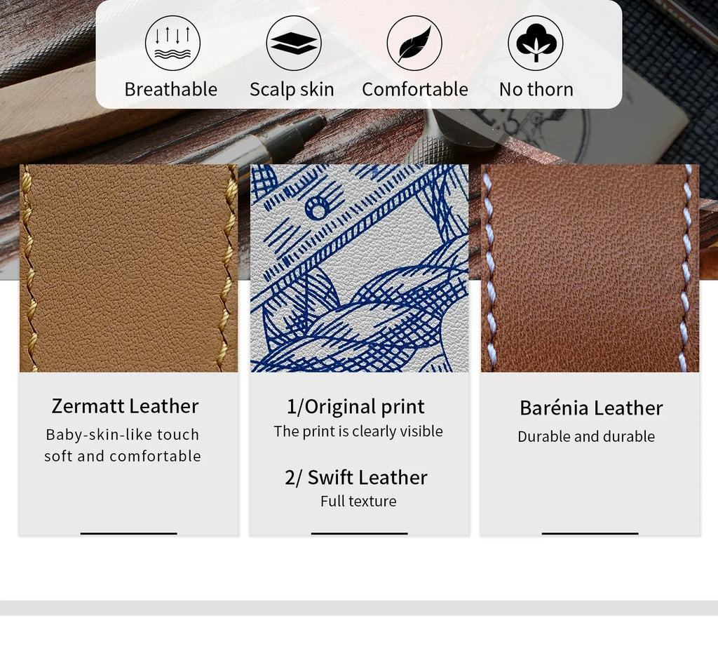 Kebitt High Quality Iwatch Ultra3 Genuine Leather Band Deployment Buckle Strap For Apple Watch Series11 10 9 8 7 Se 3 46 45 49mm