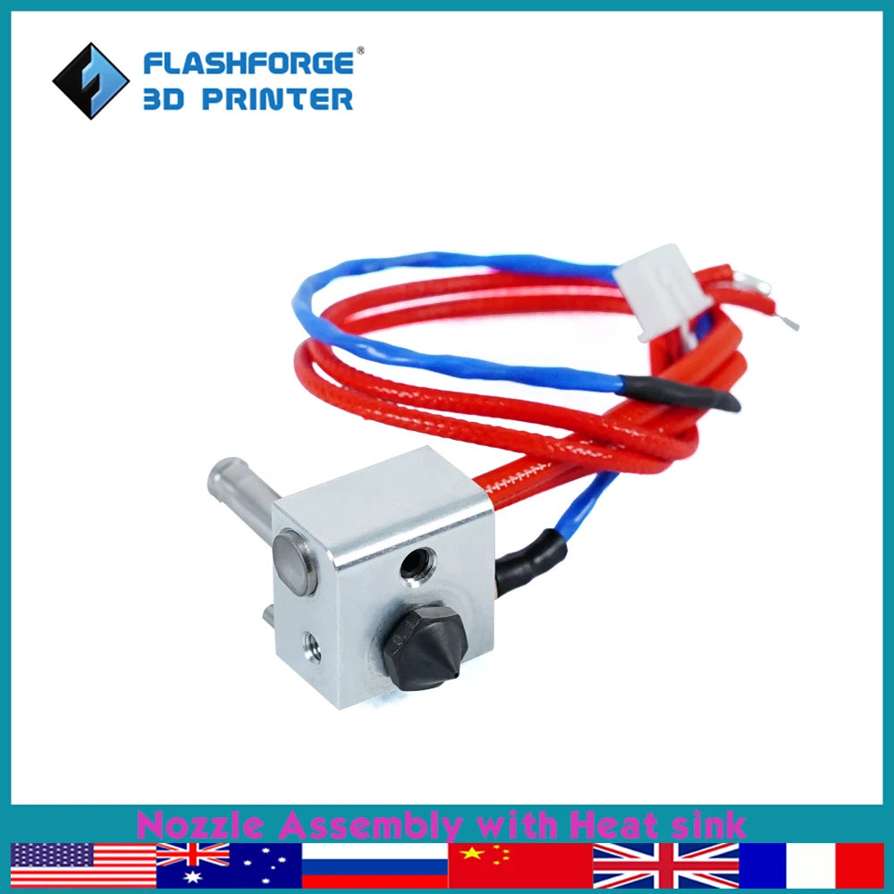FLASHFORGE Nozzle Assembly with Heat Sink for Creator 3 Pro 0.4mm/0.6mm/0.8mm Hardened Hotend Assembly 3d Printer Parts