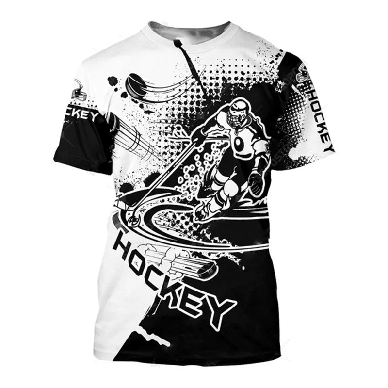 Summer New 3D Sports Hockey Printing T Shirt Hockey Fitness Lovers Graphic T-shirts For Men Gym Short Sleeves Fashion Tee Shirts