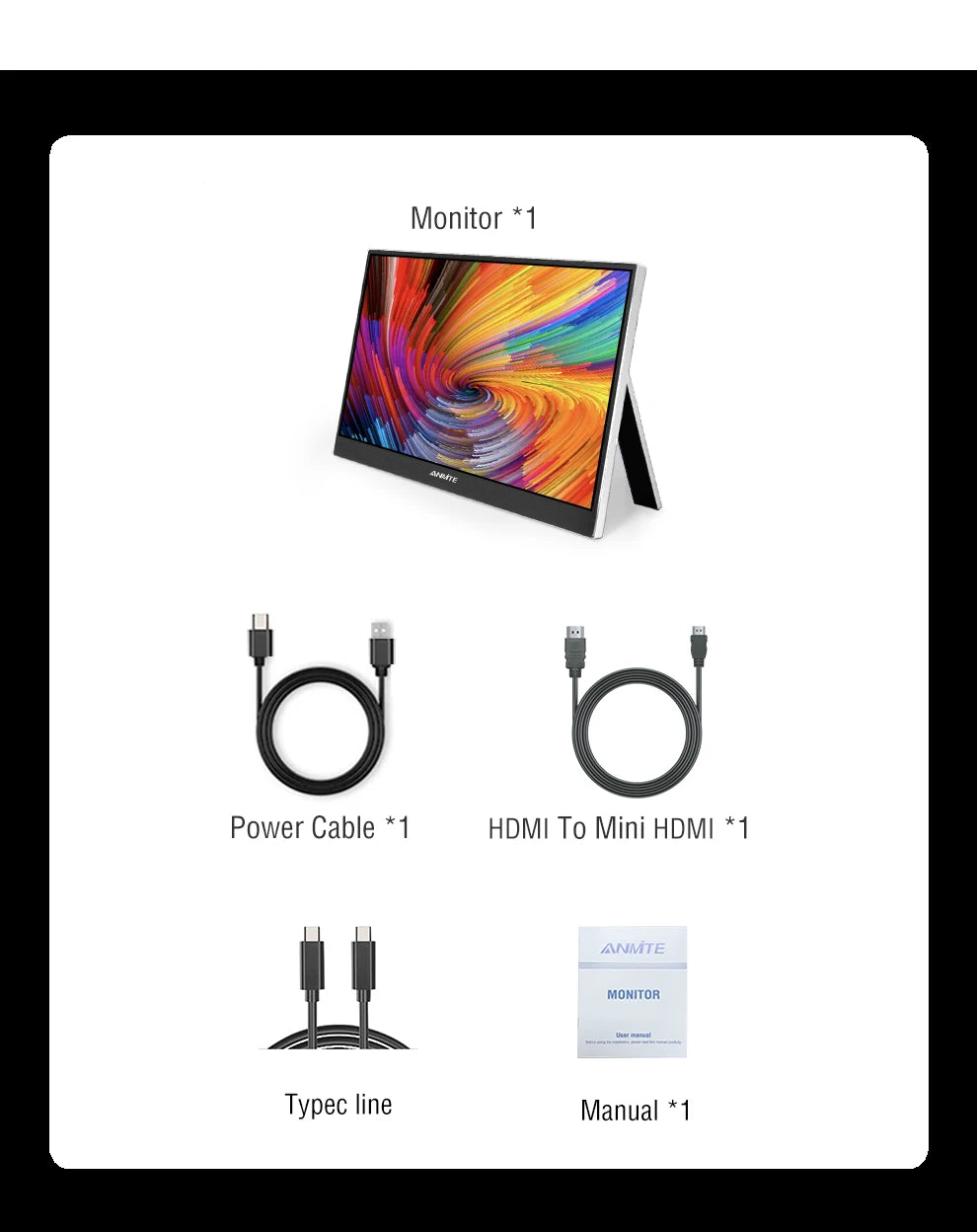 16-Inch 2.5K Portable Gaming Monitor 144Hz/120Hz 500cd/m Low Blue Light For XBox PS4 / 5 Switch Cell Phone PC Loptop Extension