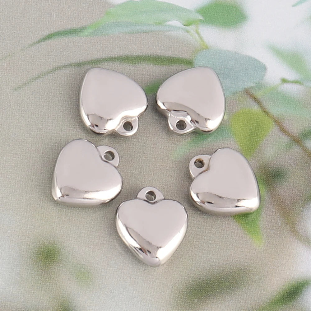 5pcs Stainless Steel Charms Heart Charms for Jewelry Making Heart Shaped Pendant Handmade Bracelets Earrings Diy Accessories