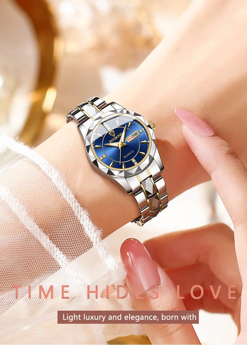 BINBOND 5552 Japanese Quartz Movement Fashion Women's Watch Top Brand Luxury Stainless Steel Strap Date Calendar Watch-1