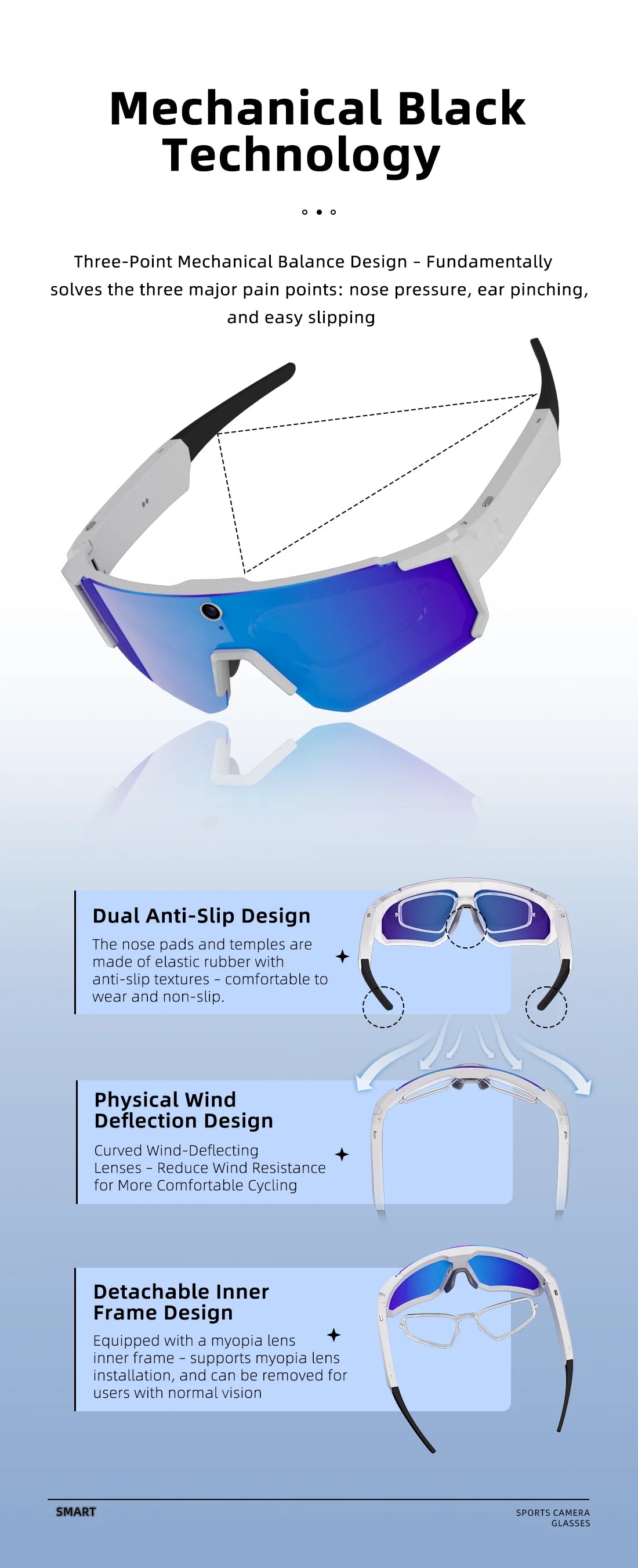 New Ai Intelligent Glasses For Outdoor Cycling Goggles With 800w Camera And High-definition Anti Shake Mini Recording Glasses