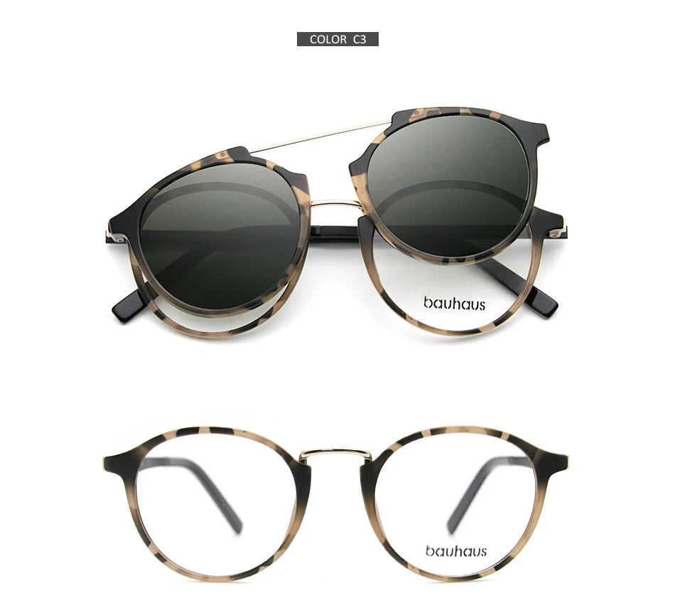 X3184  Ultem Vintage Round Eyeglasses Women Men Polarized Sunglasses Magnetic Clip On Glasses Optical Computer