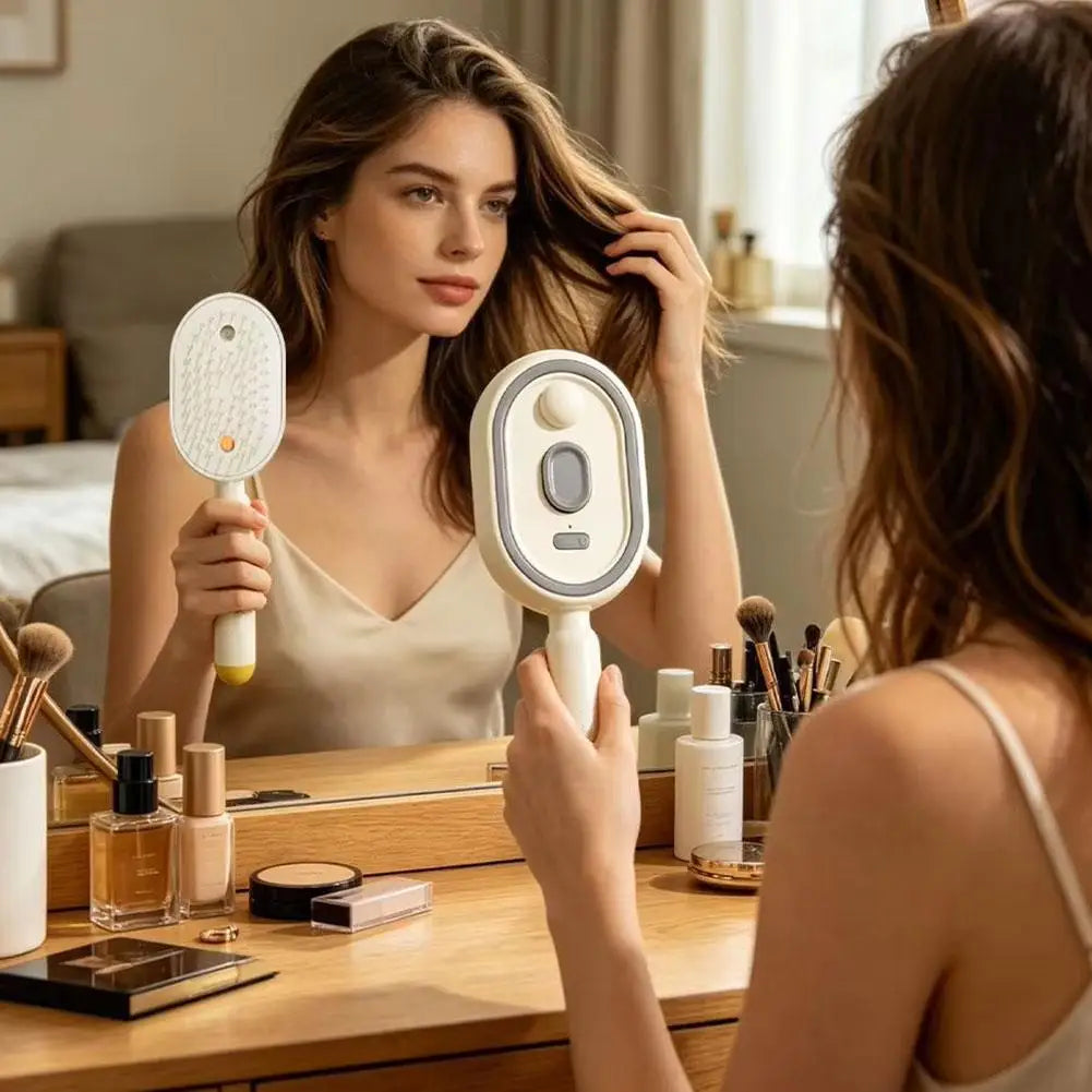 Electric Spray Hair Brush Hair SPA Nourishes Hair Essential Oil Spray Reduce Frizz Anti-Static Retractable Steam Massage Comb