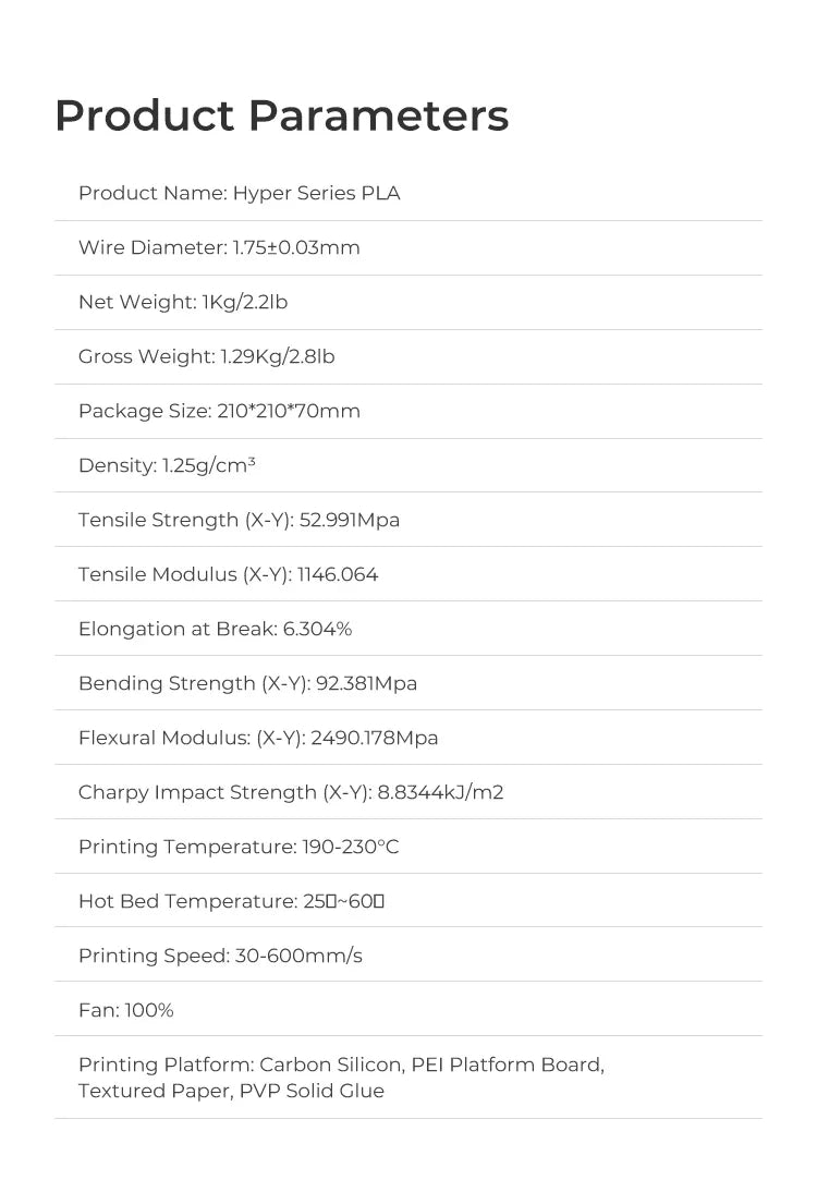 Creality Hyper PLA Filament 1KG High Precision Faster Cooling Better Fluidity Non-toxic Moisture Resistance For FDM 3D Printer
