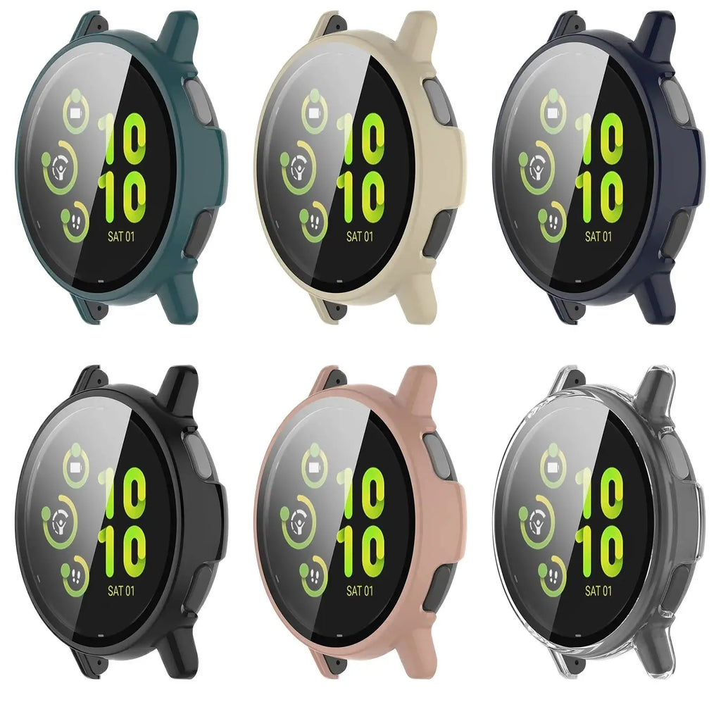 Full Protective Glass Case For Garmin Vivoactive 5 Smart Screen Protector Cases Active 5 Cover Shell +Tempered Glass Film 2in1