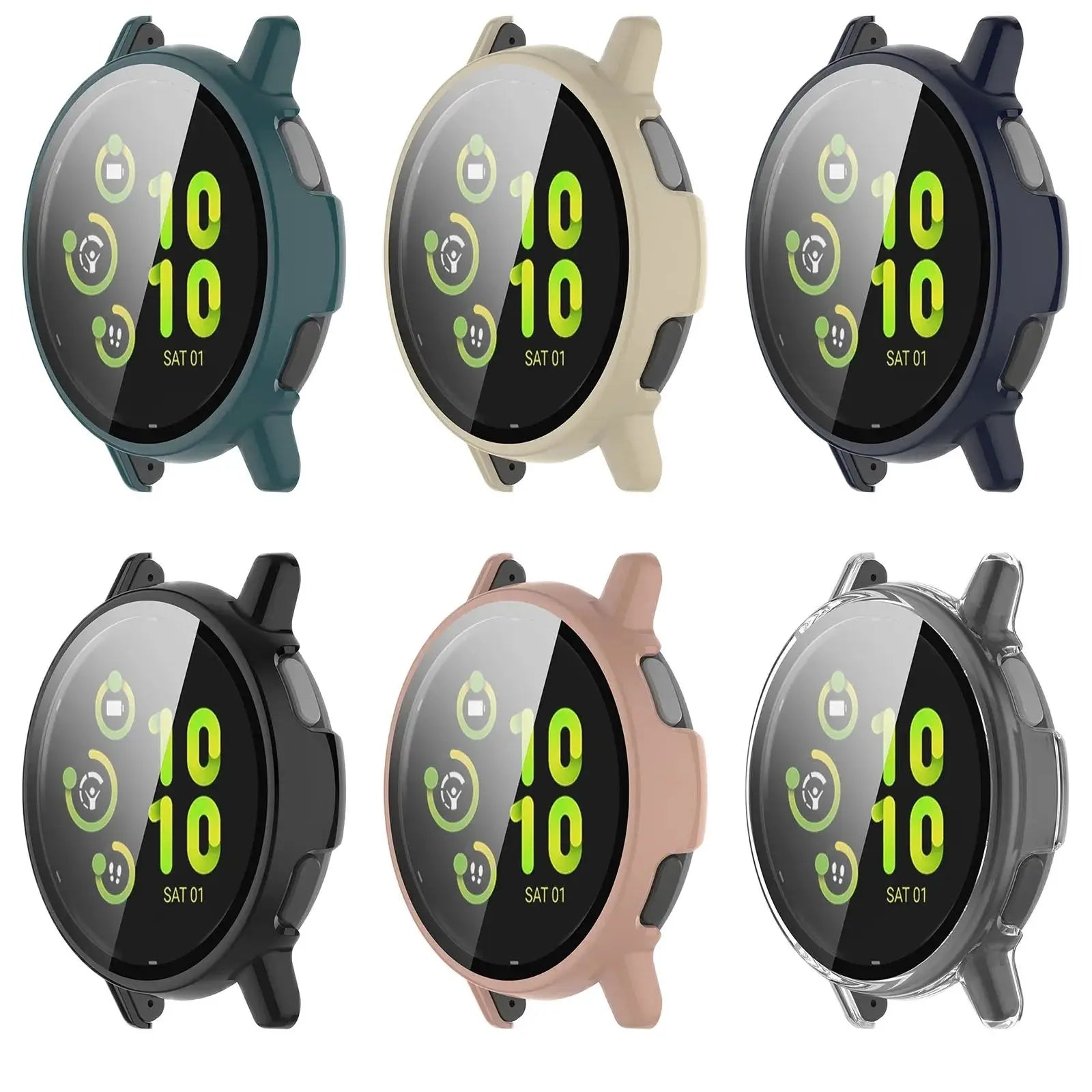 Full Protective Glass Case For Garmin Vivoactive 5 Smart Screen Protector Cases Active 5 Cover Shell +Tempered Glass Film 2in1