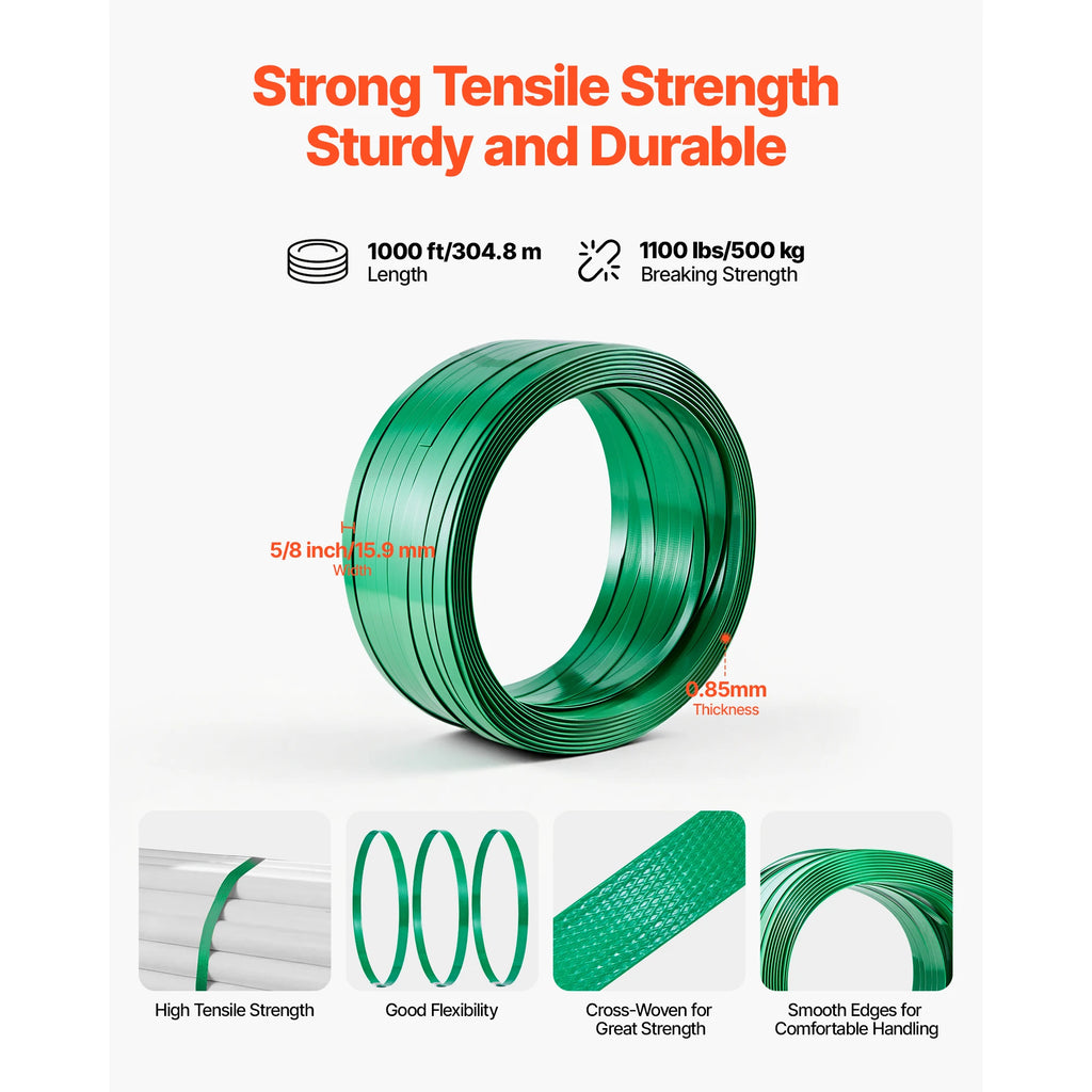 SucceBuy Manual Plastic Strapping Banding Machine Packing Strap Baler with Tension Tool 1000ft PET Band 300 Metal Seals Kit