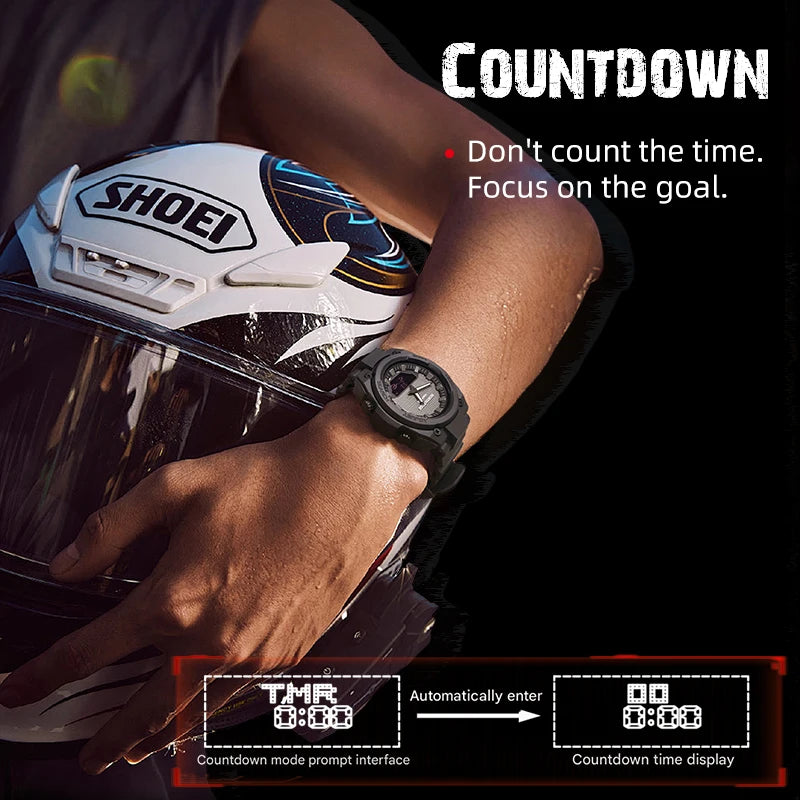 NORTH EDGE FORTRESS Men's Sports Watches Stopwatch Men's Digital Watches World Time Wristwatch relógios masculino Waterproof 50M