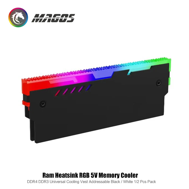 RAM Shell Radiator RGB DDR4 DDR3 Universal Heatsink Memory Vest ARGB 5V AURA Addressable Black White 1/2 Pcs Pack
