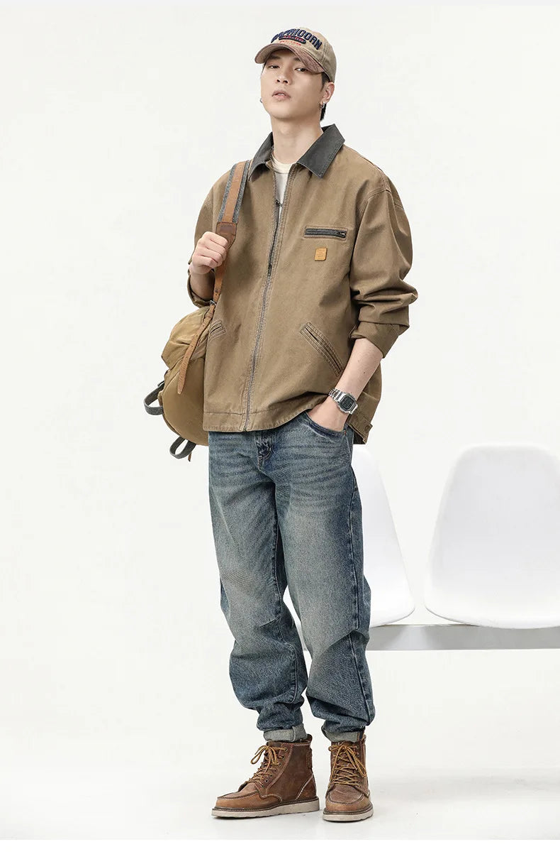 Men's fashion brand wash to do old American vintage cargo jacket high-grade fashion coat