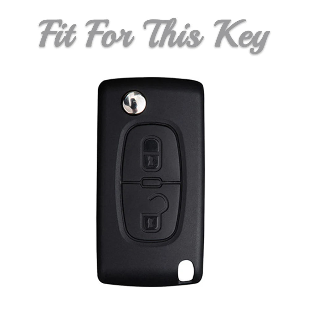 2 Button Folding Car Key Case for PEUGEOT 207 407 307 308 607 for Citroen C2 C4 C5 TPU Cover Fob Rubber Skin Protect Keychain