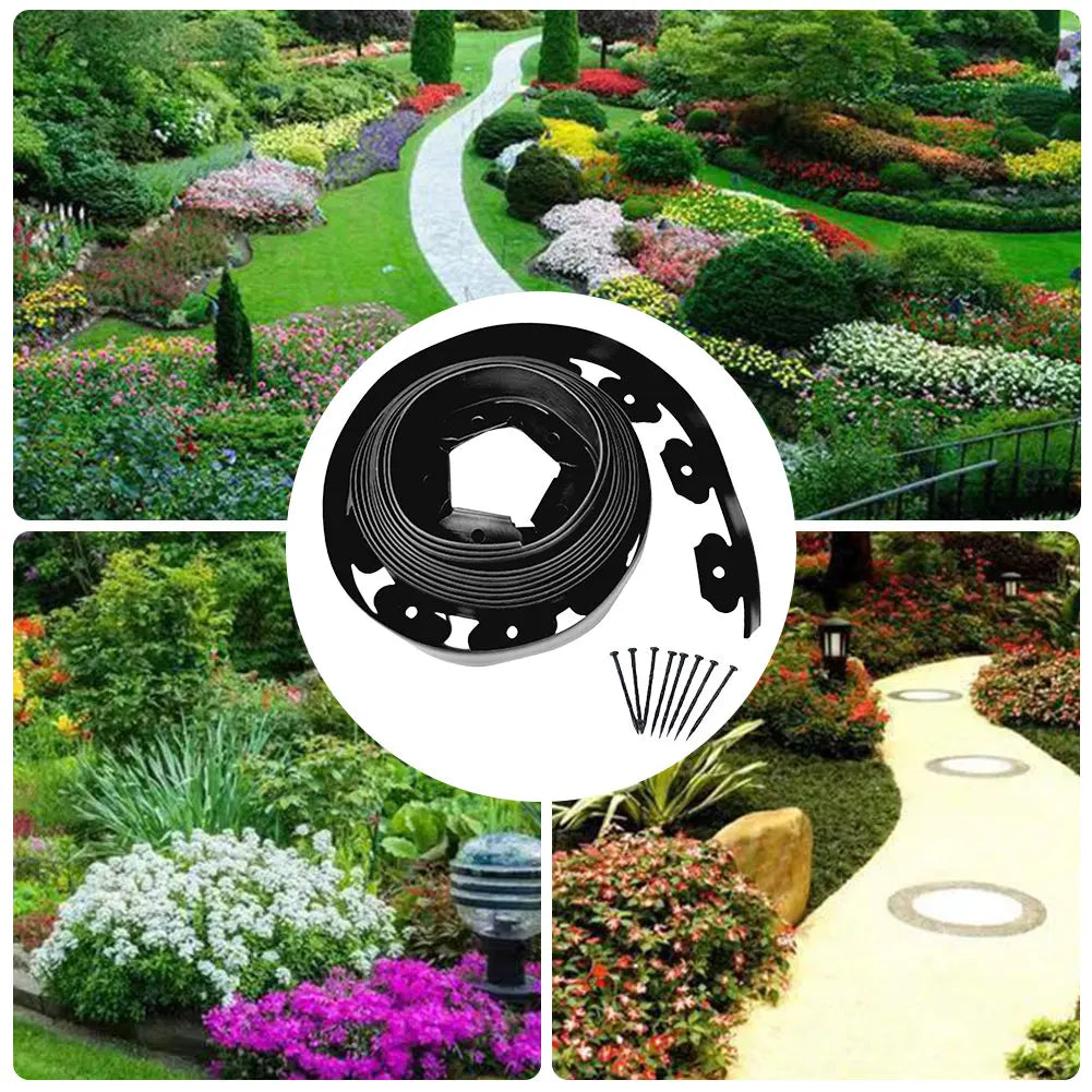 5/10M Fixed Garden Barrier Lawn Grass Plastic Edging Border Landscape Edging Garden Edge Kit With Anchoring Spikes Easy Install