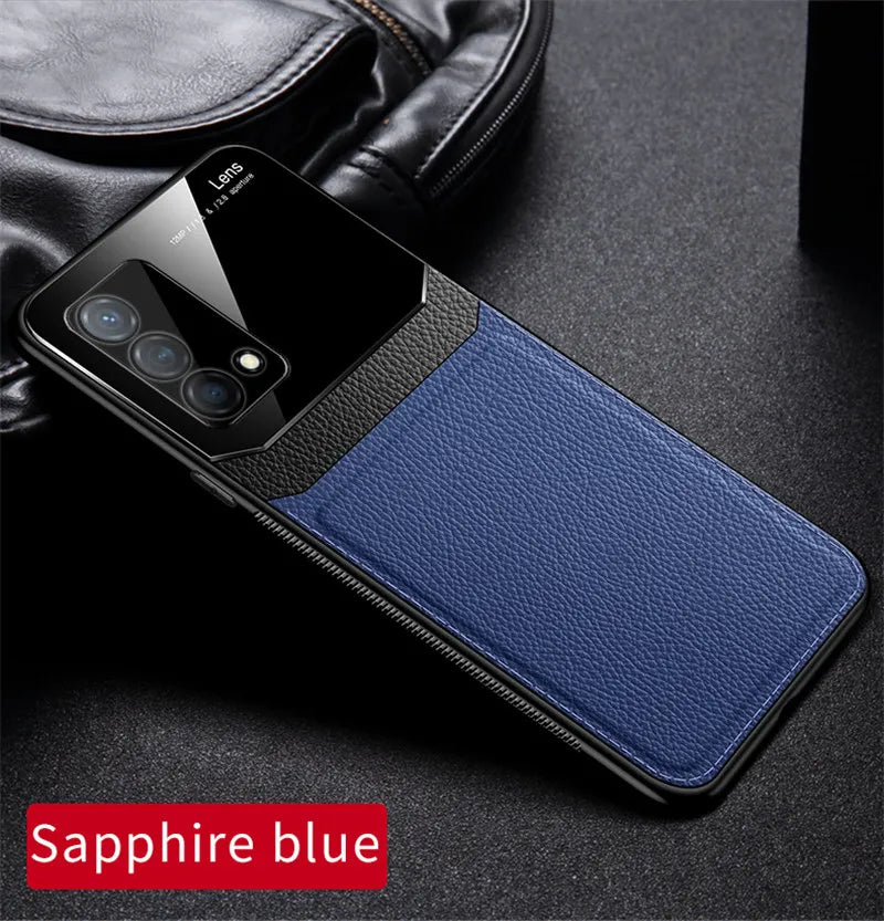 Realme GT Master RMX3363 RMX3360 Case Leather Glass Texture TPU Bumper with Plexiglass Back Cover for Realme GT Master Edition