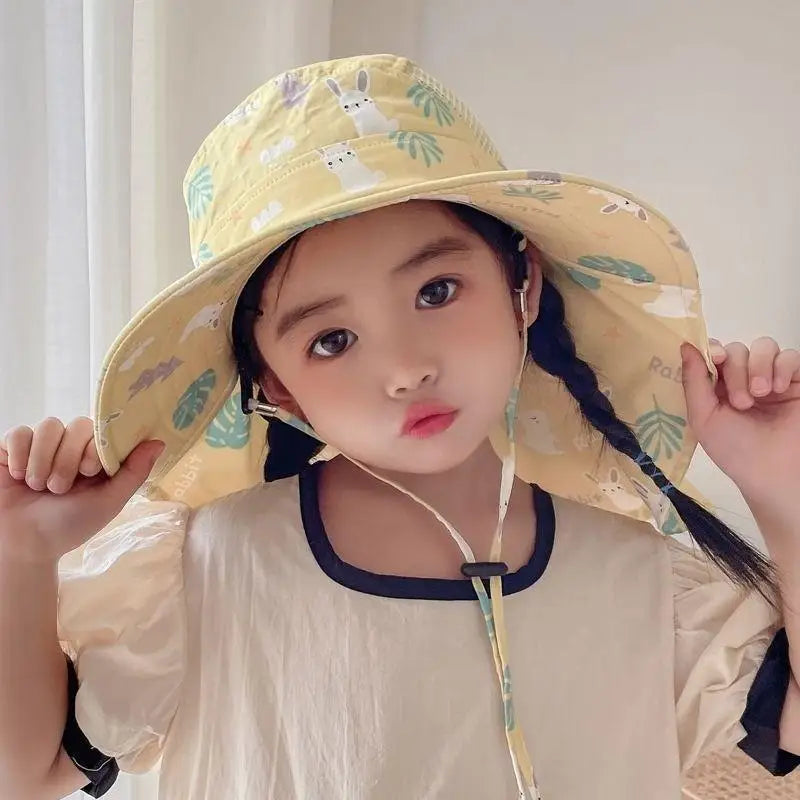 New Summer Children's Cartoon Cute Quick-drying Hat Boys Kids Outdoor Breathable Mesh Sun Hats Baby Outing Sunscreen Sun Cap