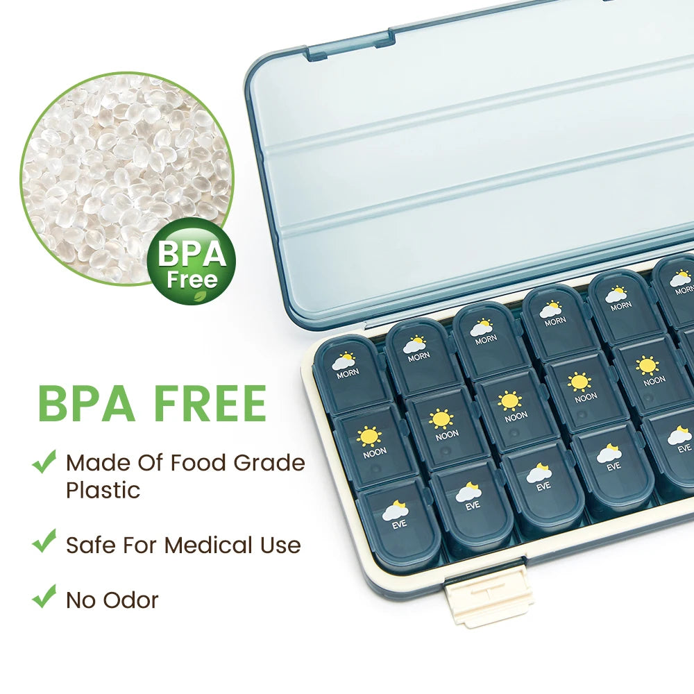 21/28Grid Pill Box Large Capacity Pill Box Pill Medicine Storage Pill Box Weekly Vitamin Organizer Pastillero Moisture Resistant