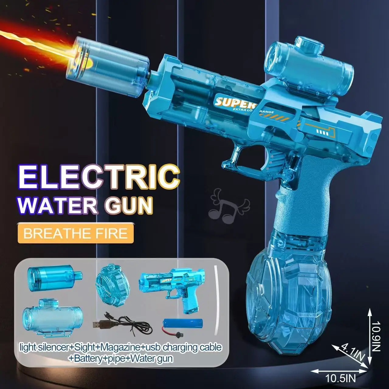 Summer Outdoor Fully Automatic Electric Water Gun Toy With Lights, Boys Beach Pool Battle Shooting Gun Toy Gift