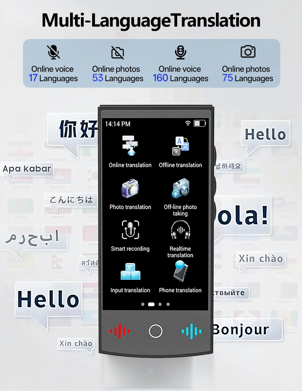 2026 New AI Travel Translator T26 ChatGPT 160 Languages Professional Business Voice Translation Real-time for Corporate Trip