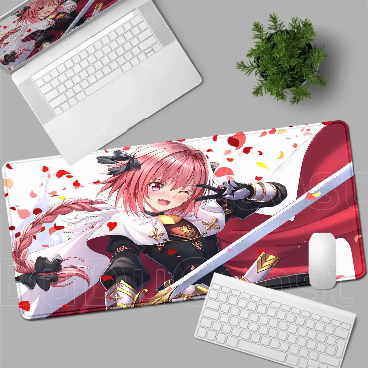 Astolfo Mousepad HD Print Anime Girl Computer Gamer Locking Edge Non-slip Rubber Mouse Pad Keyboard PC Desk Pad Table Decoration